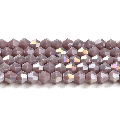 Opaque Solid Color Electroplate Glass Beads Strands EGLA-A039-P4mm-B13-1