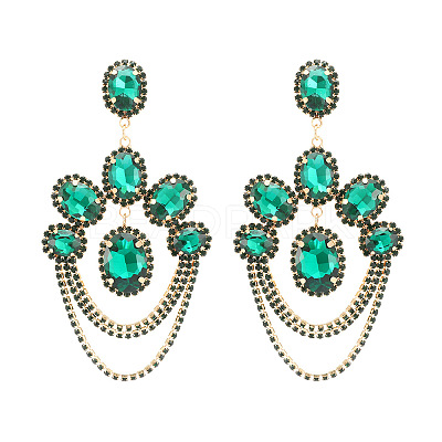 Arch with Oval Alloy Rhinestone Dangle Stud Earrings WGCD708-01-1