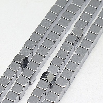 Electroplate Non-magnetic Synthetic Hematite Beads Strands G-J170A-3x3mm-M-1