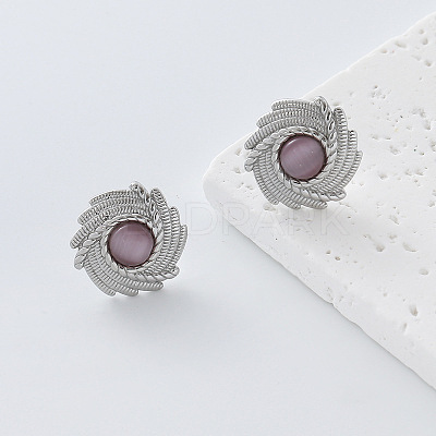 304 Stainless Steel Resin Stud Earrings for Women OH3456-6-1
