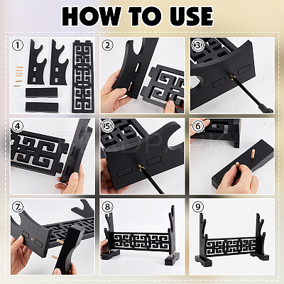 2-Tier MDF Wall Mounted Sword Katana Holder Stands ODIS-WH0030-269A-1