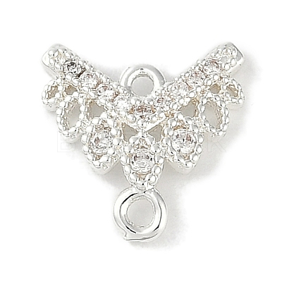 Brass Clear Cubic Zirconia V Shaped Connector Charms KK-I719-04S-1