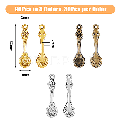 90Pcs 3 Colors Tibetan Style Alloy Pendants FIND-DC0005-14-1