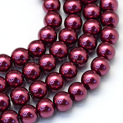 Baking Paint Pearlized Glass Pearl Round Bead Strands HY-Q330-8mm-72-1