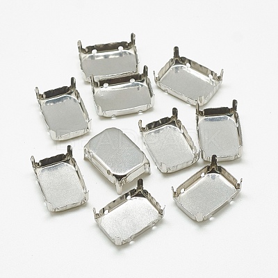 Non-Tarnish 201 Stainless Steel Sew on Prong Settings STAS-T032-05-8x10mm-1