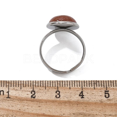 Half Round Synthetic Goldstone Finger Rings RJEW-M062-01P-06-1