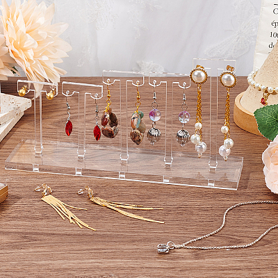 Detachable Acrylic 5 T-Bar Earrings Display Risers EDIS-FG0001-54-1