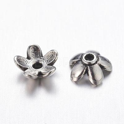 Tibetan Style Zinc Alloy Bead Caps TIBEB-6.5x3-AS-FF-1