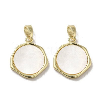 Brass Pave Shell Pendants KK-I708-14B-G-1