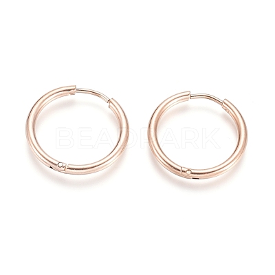 Ion Plating(IP) 304 Stainless Steel Huggie Hoop Earrings EJEW-F111A-20mm-RG-1