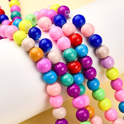 Baking Paint Glass Beads Strands X-DGLA-MSMC001-11-1
