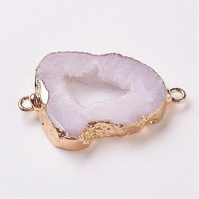 Electroplate Natural Druzy Geode Quartz Crystal Links connectors G-K189-04D-1