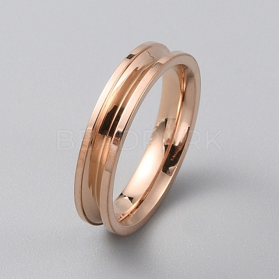 201 Stainless Steel Grooved Finger Ring Settings RJEW-WH0012-11B-1