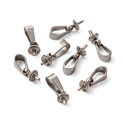 Tarnish Resistant 201 Stainless Steel Peg Bails Pendants X-STAS-E031-1-1
