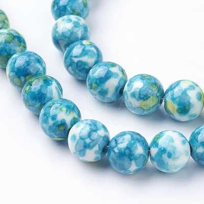 Synthetic Ocean White Jade Beads Strands G-B367-3-1