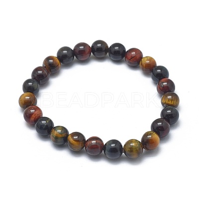 Natural Tiger Eye Bead Stretch Bracelets BJEW-K212-B-005-1