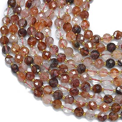 Natural Red Hematoid Quartz/Ferruginous Quartz  Beads Strands G-K389-B01-01-1