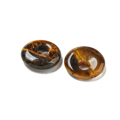 Natural Tiger Eye Donut/Pi Disc Charms G-G142-02B-1