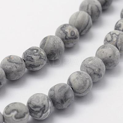 Natural Map Stone/Picasso Stone/Picasso Jasper Beads Strands G-F518-16-8mm-1