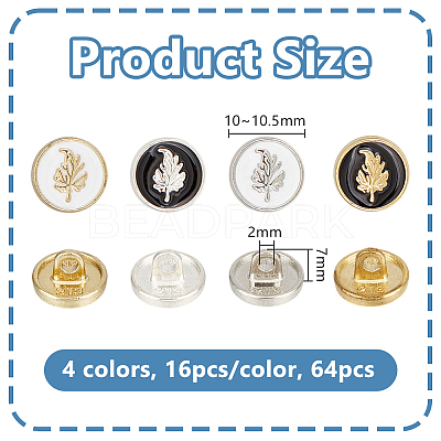 64Pcs 4 Styles Alloy Buttons FIND-OC0013-16-1