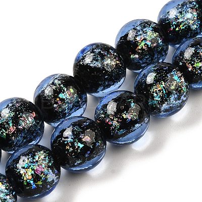 Handmade Dichroic Foil Glass Beads Strands DICH-U001-06I-1