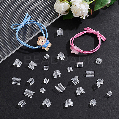 800Pcs 4 Style Transparent AS Plastic Base Buckle Hair Findings FIND-NB0004-37-1