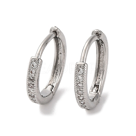 Ion Plating(IP) Brass Micro Pave Clear Cubic Zirconia Hoop Earrings for Women EJEW-U031-02P-1