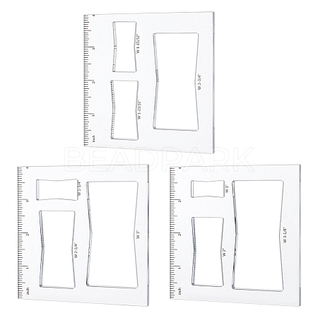 3Pcs Multifunctional Acrylic Drawing Scale Ruler DIY-WH0387-73C-1