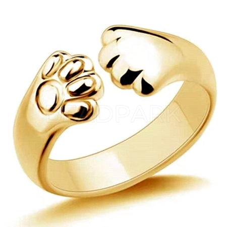 Alloy Bear Paw Print Open Cuff Ring for Women ANIM-PW0001-061G-1