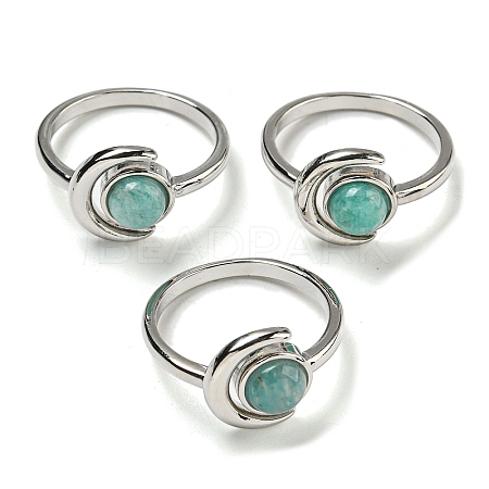Natural Amazonite Adjustable Rings RJEW-K269-09P-10-1