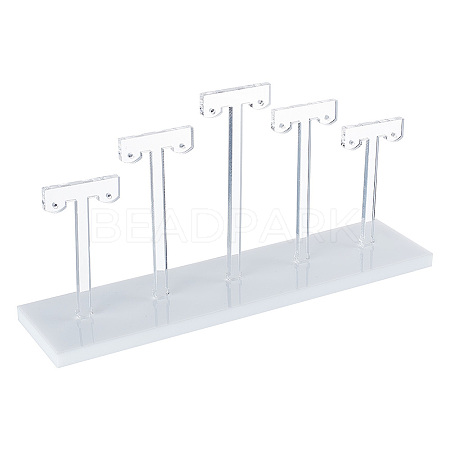 5 T-Bar Transparent Acrylic Earring Display Stand EDIS-WH0016-023-1