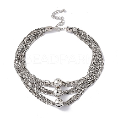 Brass Box Chains Multi-strand Necklaces NJEW-C040-01A-1
