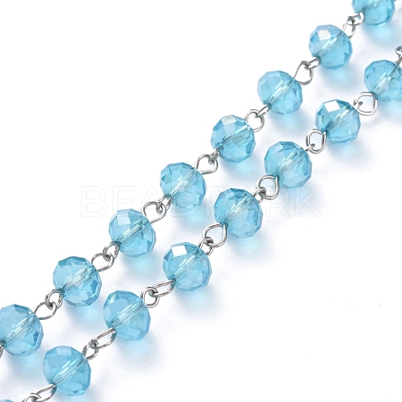 Handmade Electroplate Glass Beaded Chains AJEW-JB00529-06-1