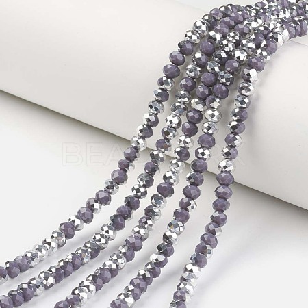 Electroplate Opaque Glass Beads Strands EGLA-A034-P6mm-M17-1