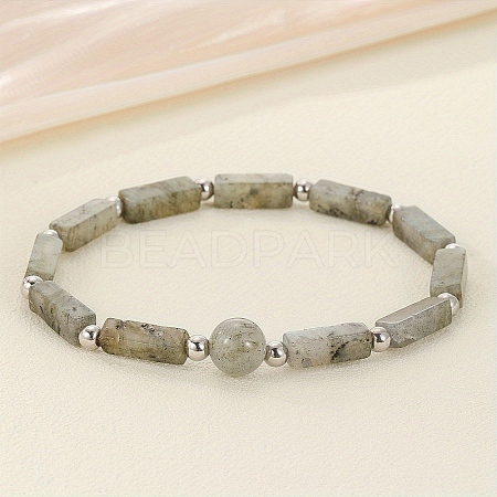 Natural Labradorite Beaded Stretch Bracelets for Men Women WGE4A78-05-1
