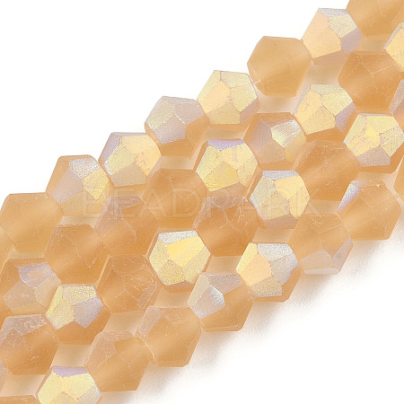 Imitate Austrian Crystal Bicone Frosted Glass Beads Strands GLAA-F029-TM3mm-A18-1