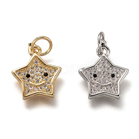 Brass Micro Pave Clear Cubic Zirconia Charms ZIRC-B002-52-1