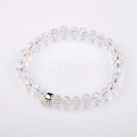 Glass Rondelle Bead Stretch Bracelets BJEW-JB01551-04-1