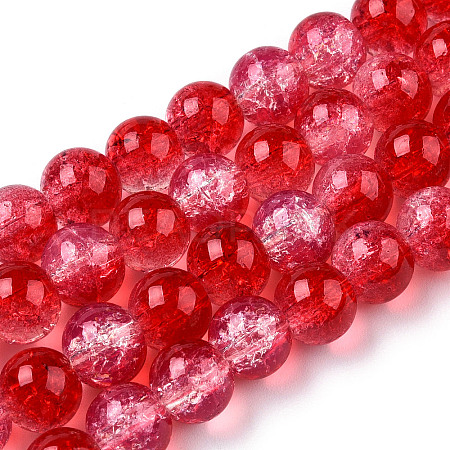 Transparent Crackle Baking Paint Glass Beads Strands DGLA-T003-01C-08-1