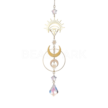 Brass Moon Eye Hanging Ornaments HJEW-TA00219-1