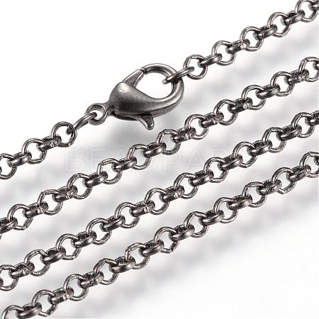 Iron Rolo Chains Necklace Making MAK-R015-60cm-B-1