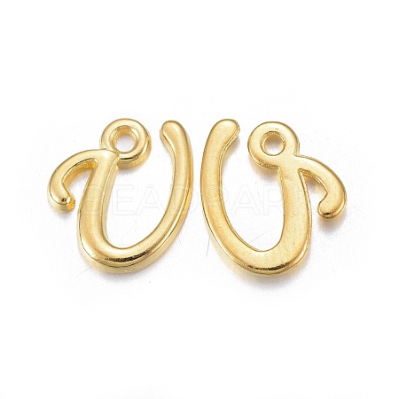 Golden Plated Alloy Letter Pendants X-PALLOY-J718-01G-U-1