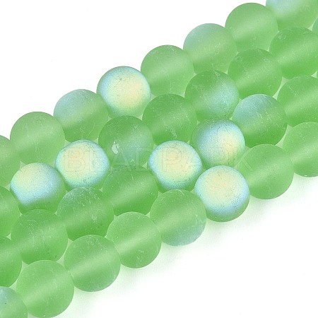 Frosted Transparent Glass Beads Strands GLAA-T032-T8mm-MBB17-1