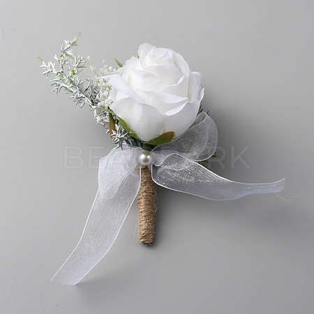 Silk Cloth Imitation Peony Boutonniere AJEW-WH0401-30-1