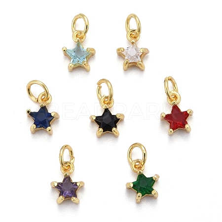 Brass Glass Pendants KK-P192-10-1