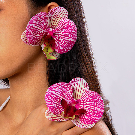 Flower Alloy Cloth Stud Earrings FS-WGD2E13-10-1