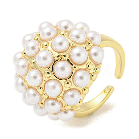 Rack Plating Brass Open Cuff Ring for Women RJEW-F157-01G-1