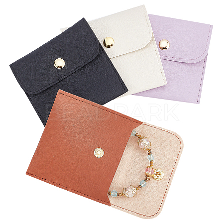   4Pcs 4 Colors PU Imitation Leather Jewelry Storage Bags ABAG-PH0001-34-1