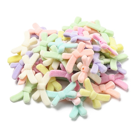 Flocky Acrylic Beads OACR-E020-04-1