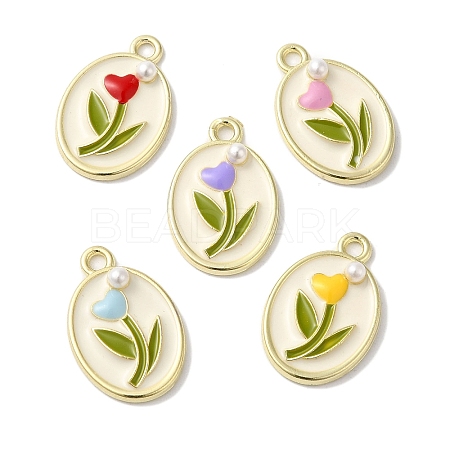 Rack Plating Alloy Enamel Pendants X-FIND-I039-033G-1